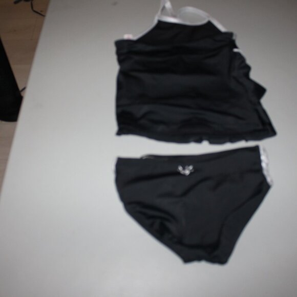 Black & Silver 2 Pcs Justice Tankini Swimsuit Size 8 - Picture 5 of 10